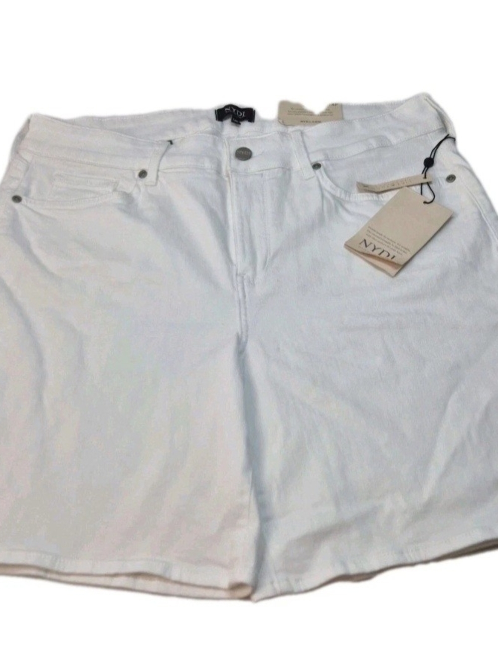 Nydj Women's Shorts Bermuda Size 14P Petite Optic White Stretch NWT 34